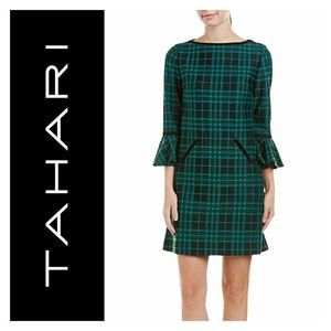 Tahari Green Plaid Dress
